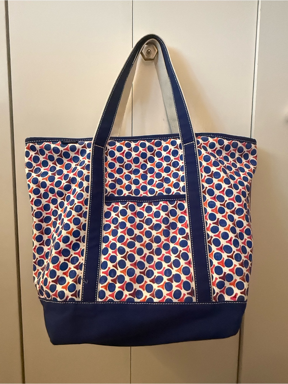 Lands' End Americana Large Zip top Boat Tote - Picture 2 of 5